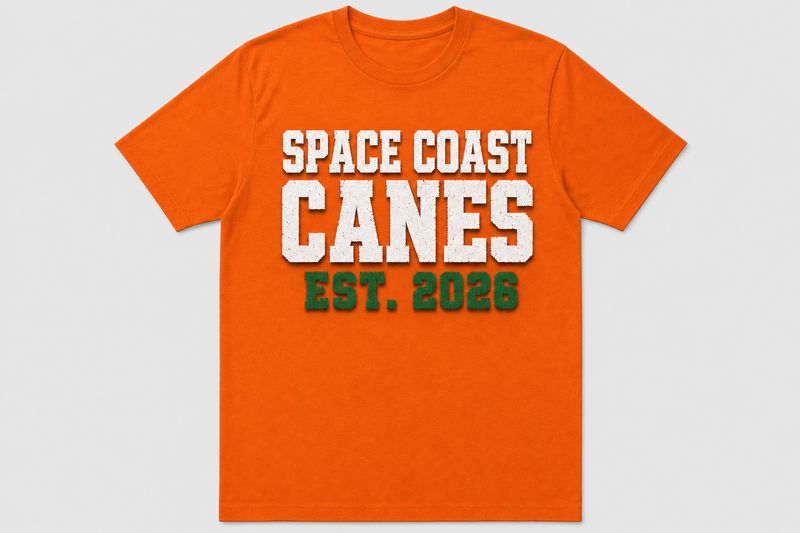 Space Coast Canes orange t-shirt